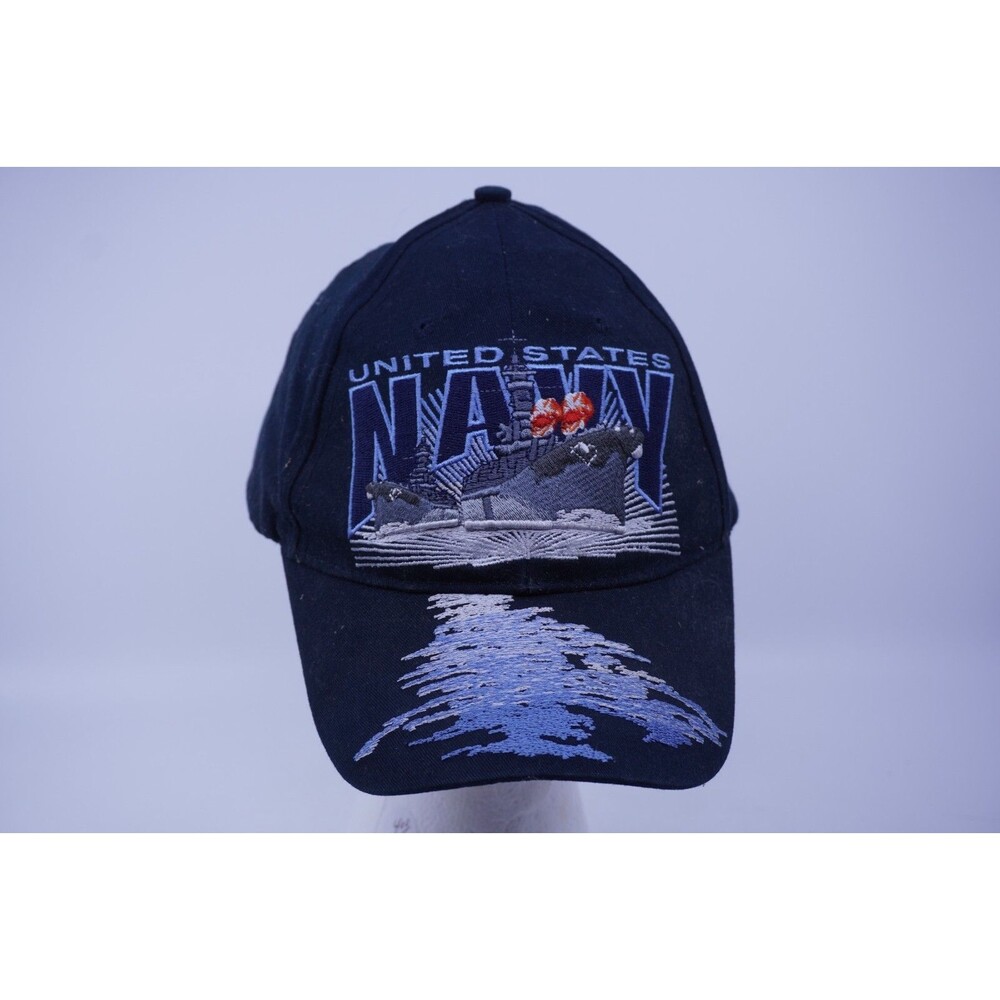 US Navy Blue Adjustable Strap-Back Hat Embroidered Art Work Spell Out Destroyer